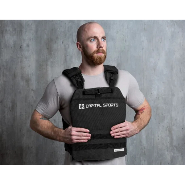 Obrázok Capital Sports Battlevest 2.0, záťažová vesta, 2 x 4,0 kg závažie, čierna