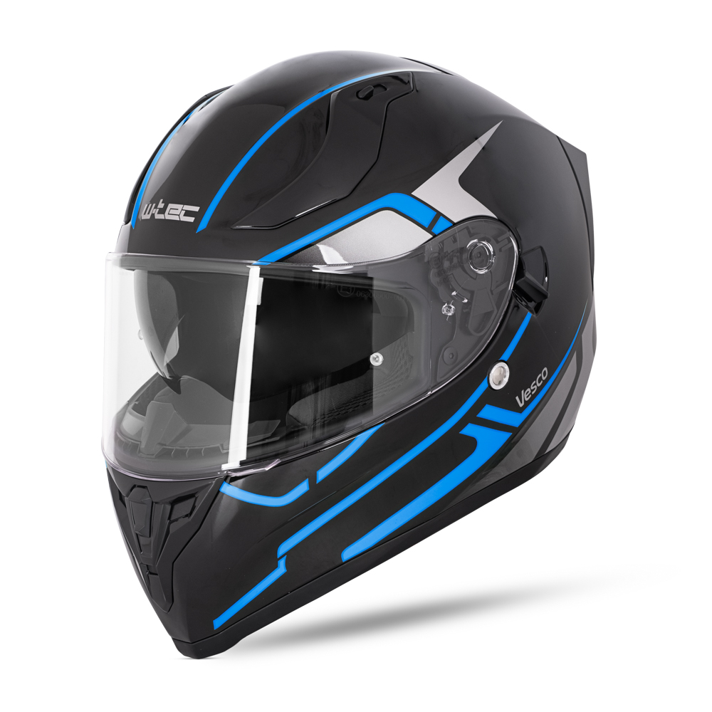 W-TEC Vesco Glossy Black-Blue - XS (53-54)