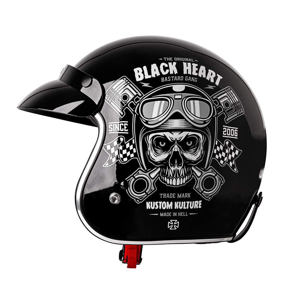 W-TEC Black Heart V541 Black Heart Skull, čierna lesk - S (55-56)