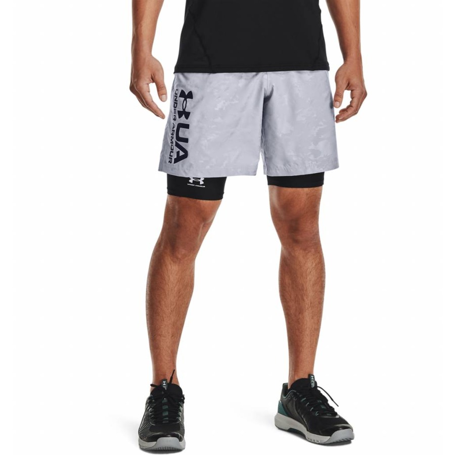 Obrázok Under Armour Woven Emboss Shorts Concrete/Phoenix Fire - M