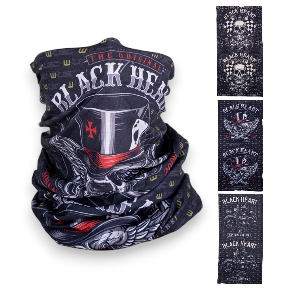 W-TEC Black Heart Scarfest Wings Skull